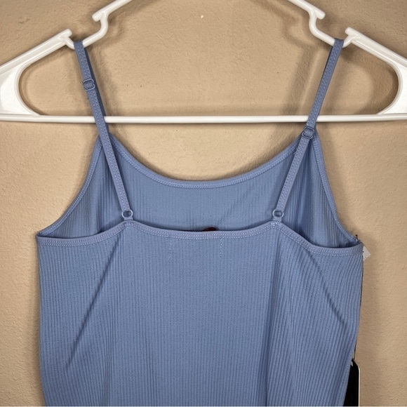NEW LOVE NATION L/XL PASTEL BLUE RIBBED TANK SLEEVELESS STRETCH FITTED - Picture 6 of 10